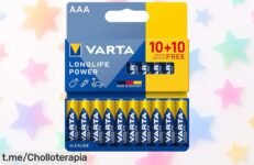 Pilas alcalinas AAA VARTA Longlife Power en pack de 20, ¡aprovéchalas ya a un precio loco! Energía duradera que no se rinde, ideal para tus momentos más intensos.