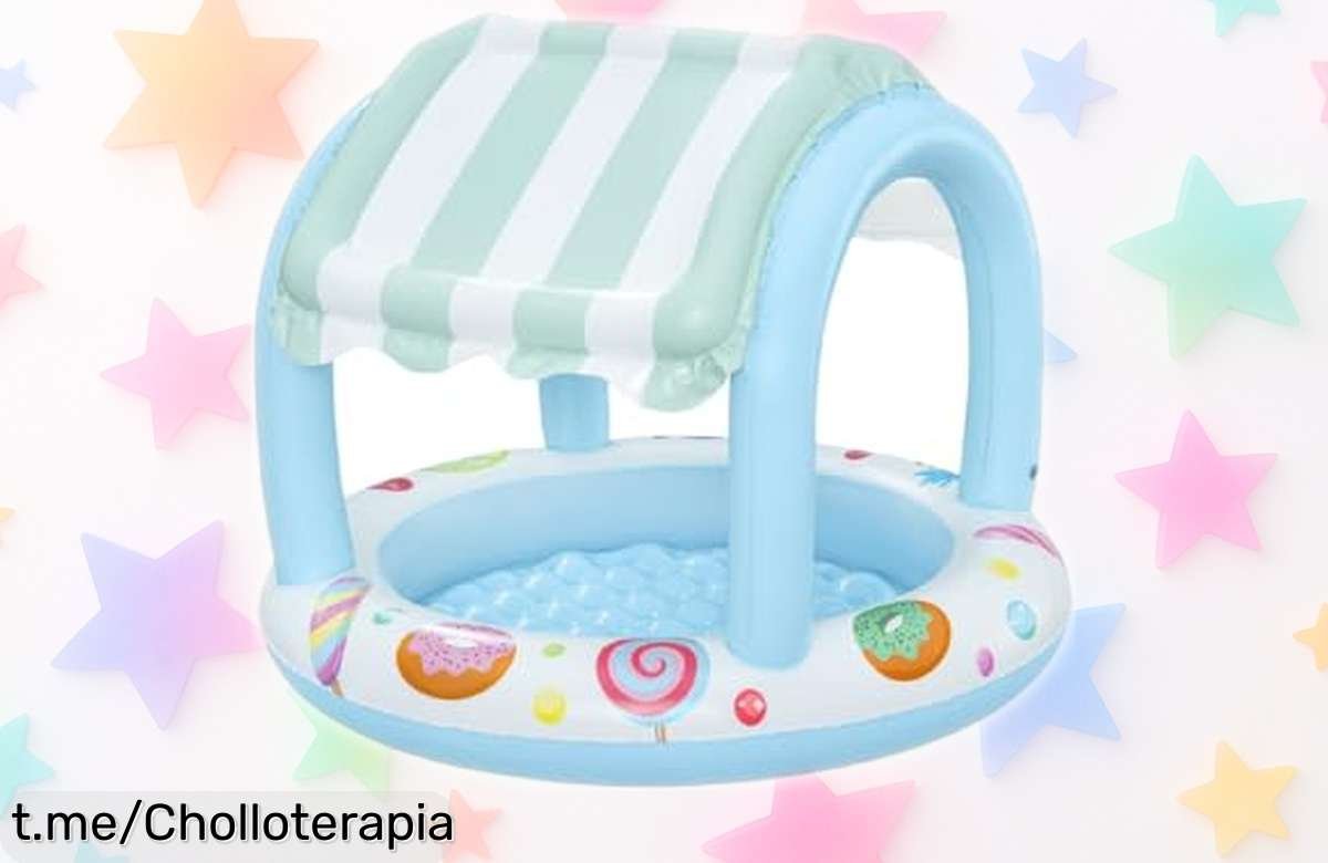 Piscina para niños Bestway Sweet Shoppe con sombra a un precio de ganga, el juguete perfecto para disfrutar fresquitos y divertirse al máximo este verano. Monta la diversión ahora mismo.