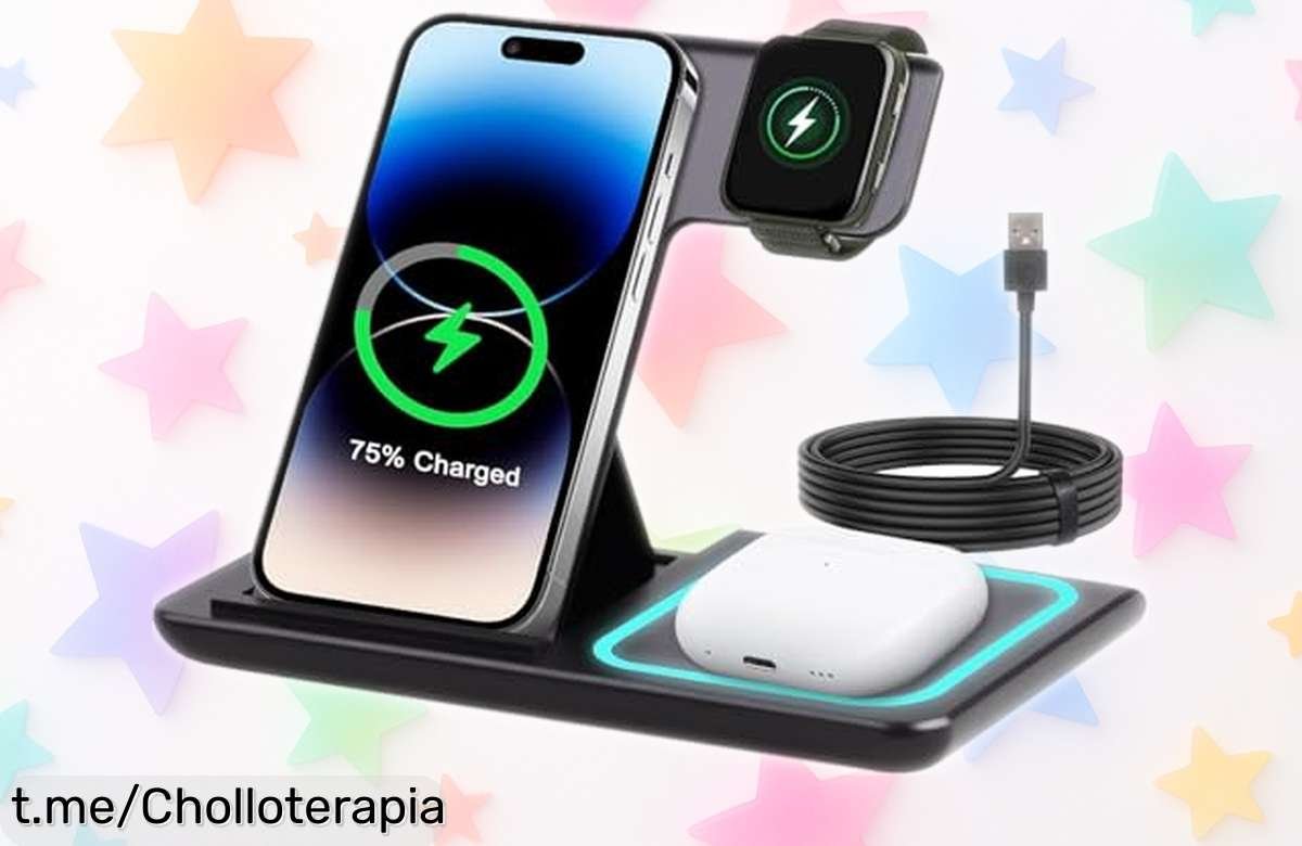 Poderoso cargador inalámbrico 3 en 1 de Samsung y iPhone que carga móvil, reloj y AirPods al mismo tiempo, ¡corre por este super chollo antes de que se agote!