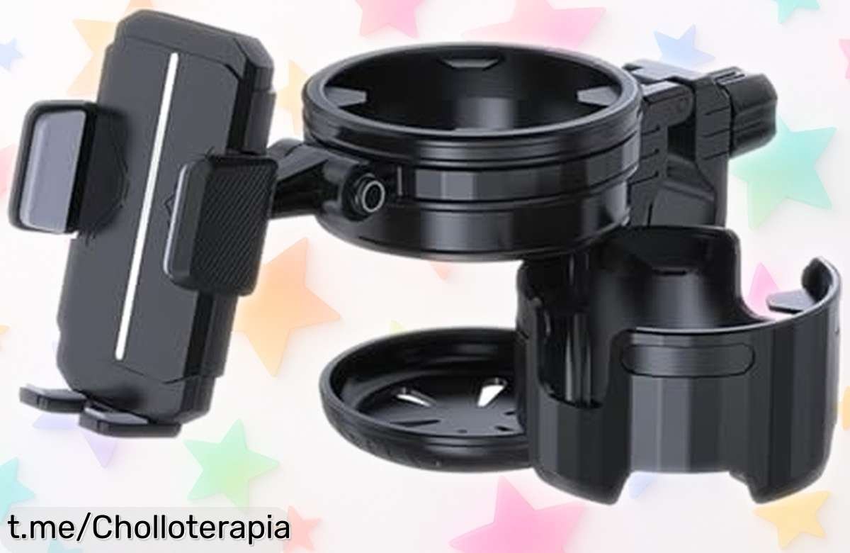 Porta bebidas y móvil para bici, moto o carrito que gira 360° ¡Ofertón a un precio loco! No dejes pasar la oportunidad de llevar tus cosas siempre contigo en cada aventura.
