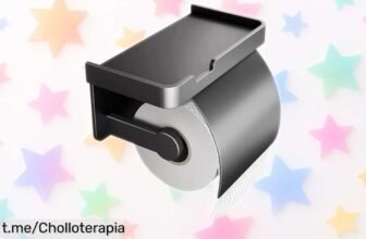 Portarrollo de papel higiénico con bandeja para móvil: un inventazo súper resistente y fácil de montar que hará tu baño más práctico, ¡no te lo pierdas por un precio espectacular!