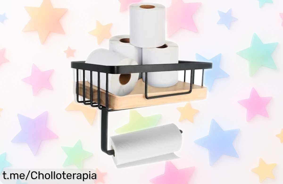 Portarrollos de papel higiénico con estante de diseño rústico: ¡cómpralo hoy y dale un toque increíble a tu baño sin gastar dinero!