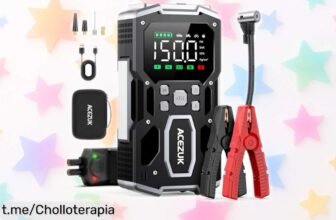 Potente arrancador de batería ACEZUK 8000A con compresor y cargador, ¡una oferta regalada que te da tranquilidad en tus viajes! No lo pienses más y llévatelo ya.