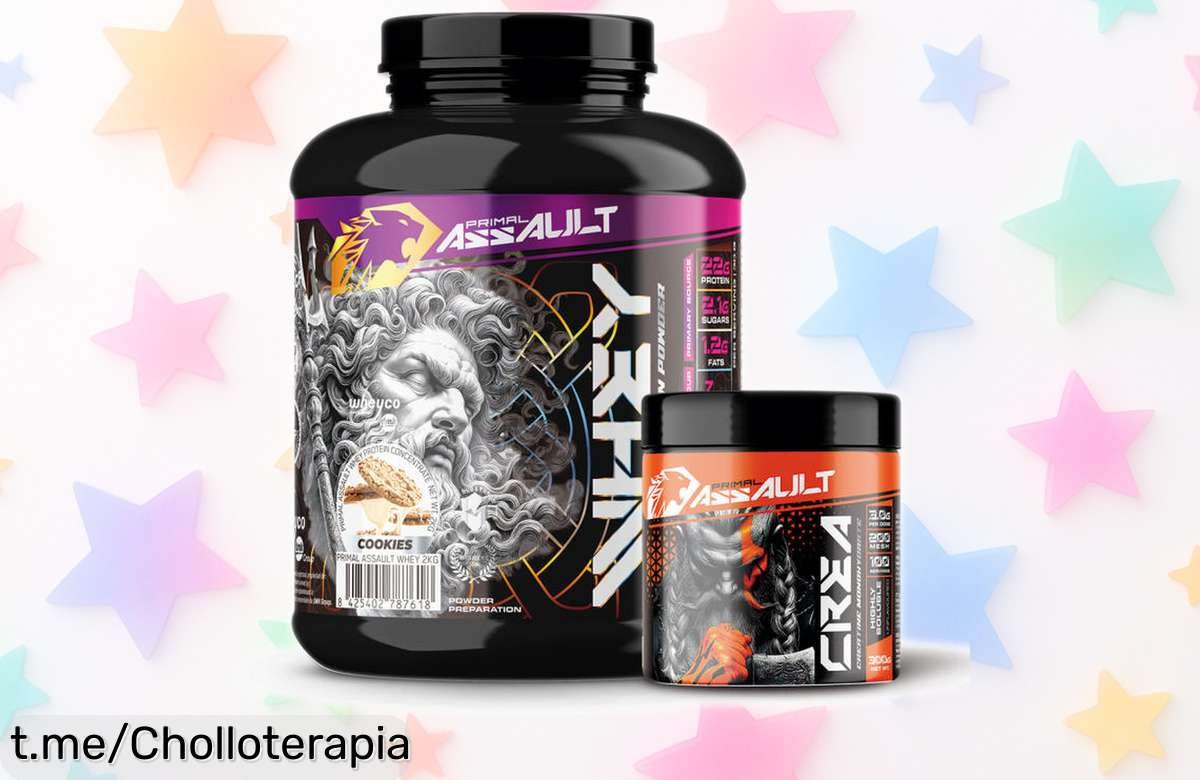 Potente pack de proteína whey Primal Assault 2kg y creatina en polvo 300g a un precio que se va rápido, ¡no dejes pasar esta oportunidad para potenciar tus músculos ya!
