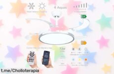 Potente ventilador de techo con luz LED y mando, motor silencioso y 6 velocidades a precio de ganga: ¡refresca tu hogar mientras iluminas cada rincón!