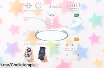 Potente ventilador de techo con luz LED y mando, motor silencioso y 6 velocidades a precio de ganga: ¡refresca tu hogar mientras iluminas cada rincón!