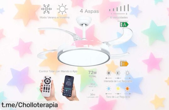 Potente ventilador de techo con luz LED y mando, motor silencioso y 6 velocidades a precio de ganga: ¡refresca tu hogar mientras iluminas cada rincón!