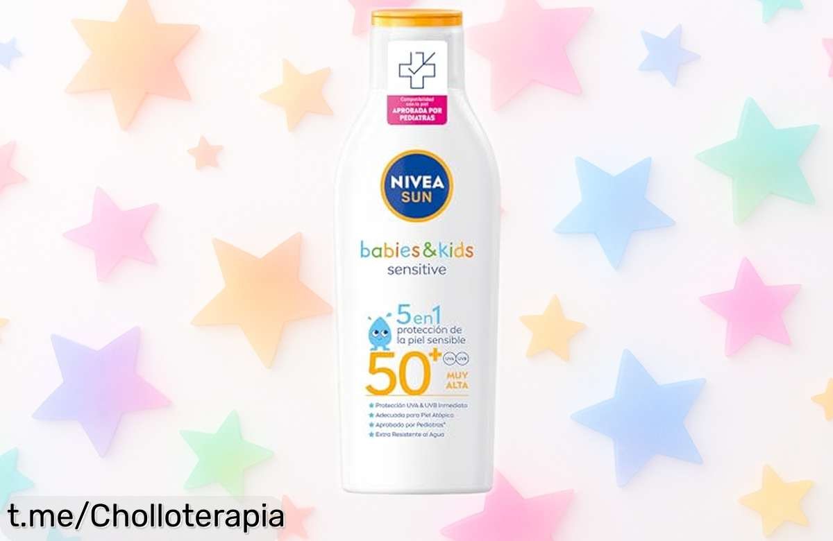 Protege la piel de tus peques con leche solar NIVEA SUN Babies & Kids FP50+, un ofertón que aguanta el agua y les deja disfrutar al máximo sin preocupaciones. ¡Compra ya!