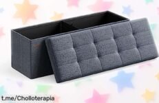 Puff baúl plegable SONGMICS: Organiza tu casa como un pro con este ofertón, aguanta hasta 300 kg y se monta en un abrir y cerrar de ojos. ¿Te lo vas a perder?