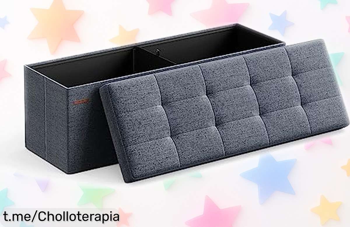 Puff baúl plegable SONGMICS: Organiza tu casa como un pro con este ofertón, aguanta hasta 300 kg y se monta en un abrir y cerrar de ojos. ¿Te lo vas a perder?