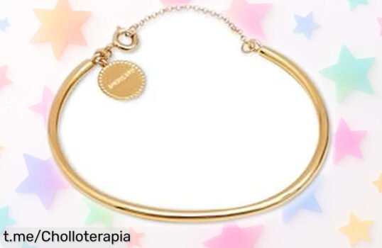 Pulsera rígida de acero inoxidable SINGULARU con baño de oro 18kt: elegancia al mejor precio, no te quedes sin la tuya y deslumbra siempre.