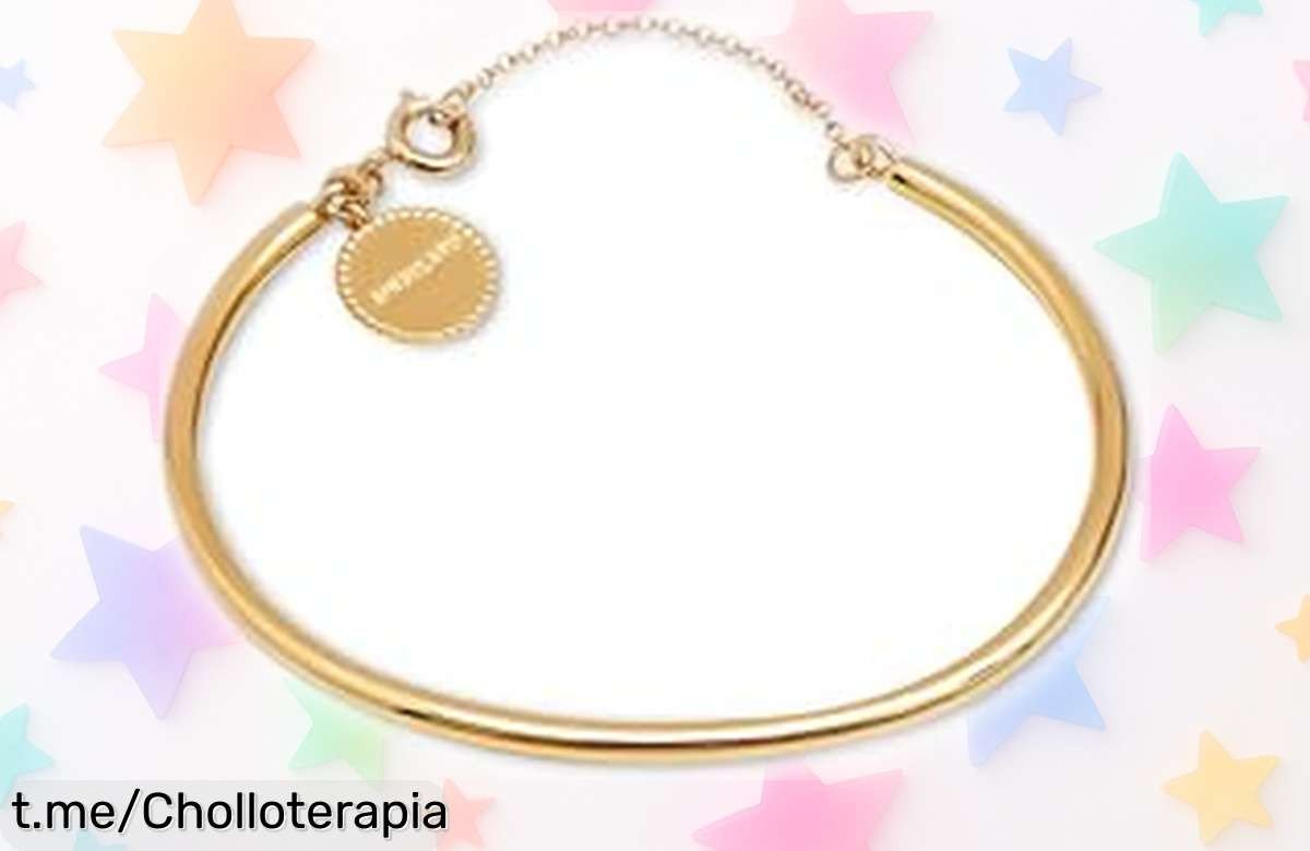 Pulsera rígida de acero inoxidable SINGULARU con baño de oro 18kt: elegancia al mejor precio, no te quedes sin la tuya y deslumbra siempre.