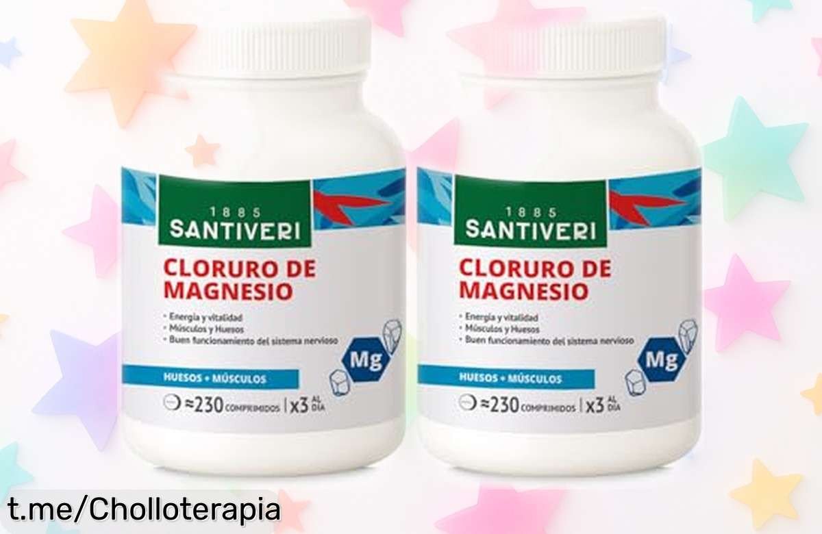 Recarga tu energía y fortalece tus músculos con el pack de 2×230 comprimidos de cloruro de magnesio Santiveri a un precio tirado que no puedes dejar pasar. ¡Actúa ahora!