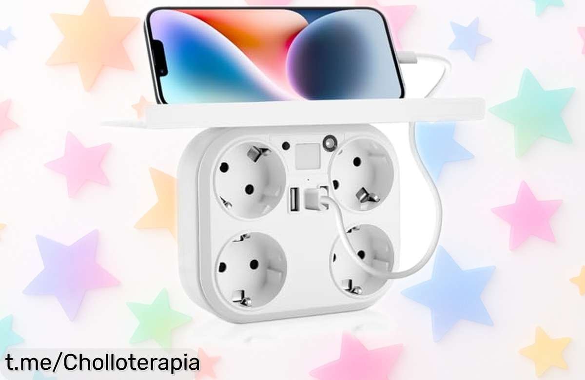 Regleta ELUBLU con enchufes y USB para cargar todo a la vez, ahorro de luz y soporte móvil: ¡imperdible precio locazo que no puedes dejar escapar!