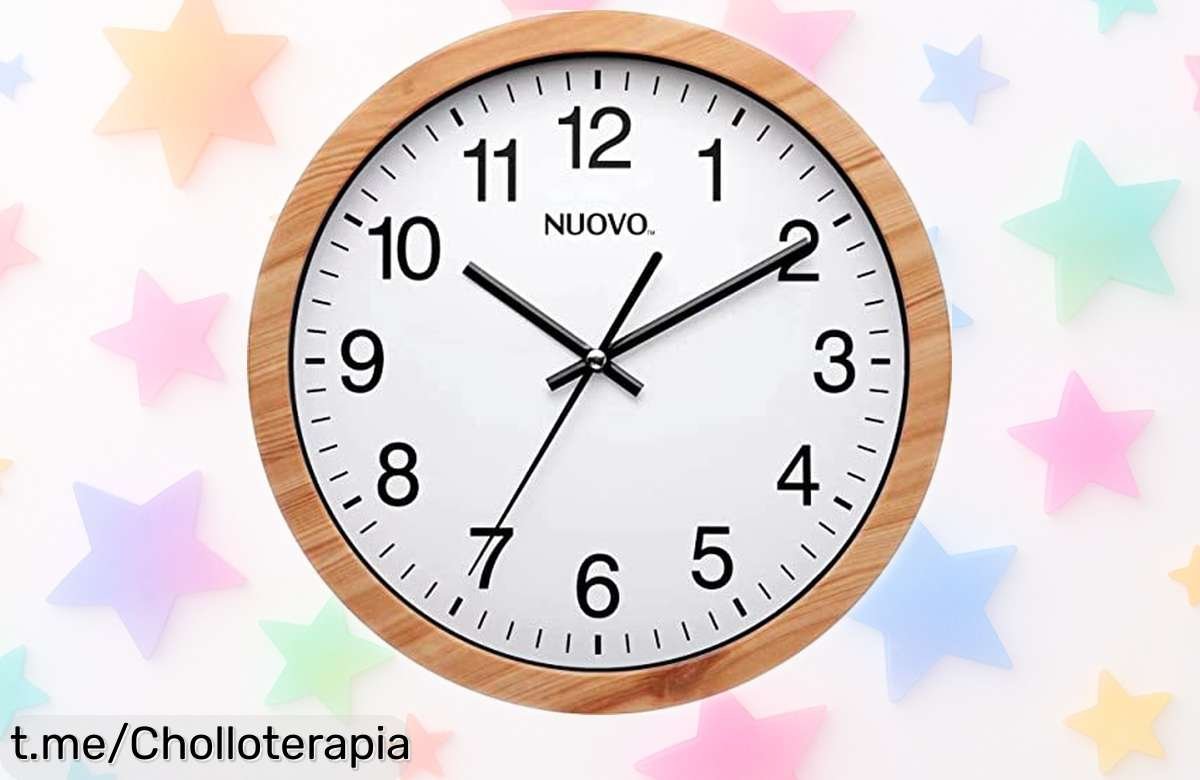 Reloj de pared circular de madera silencioso, el chollazo que transforma tu cocina o salón con estilo retro; no te pierdas esta oportunidad única y dale vida a tu hogar.