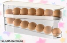Rodillo dispensador de huevos Mlllokfki que organiza tu nevera y cuida tus huevos, ¡aprovéchalo ya a un precio loco que no puedes dejar pasar!