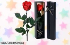 Rosa eterna preservada Qoosea con tallo, el regalo de amor que no se marchita. ¡Aprovecha esta oferta increíble y sorprende con un detalle único!