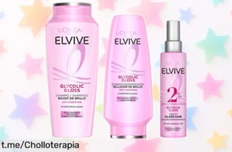 Rutina completa de brillo con ácido glicólico de L’Oréal Paris, ¡un pack que cuida tu pelo suave y luminoso a un precio increíble! No te lo pierdas, consíguelo ya y transforma tu melena.