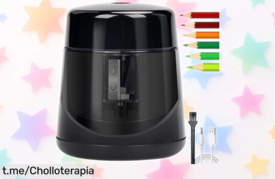 Sacapuntas eléctrico recargable con depósito que protege tus dedos y se limpia al instante, ¡un chollo impresionante para casa, cole u oficina a un precio increíble!