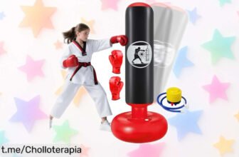Saco de boxeo infantil Qoosea con guantes y bomba: el chollazo que hará gastar energía a los peques mientras se divierten como nunca. ¡No te quedes sin él!