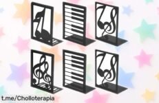 Set de 3 sujetalibros metálicos SITAKEGS con diseño de notas para que tus libros se mantengan firmes y ordenados ¡aprovéchalo, está a un precio locos que no puedes dejar pasar!