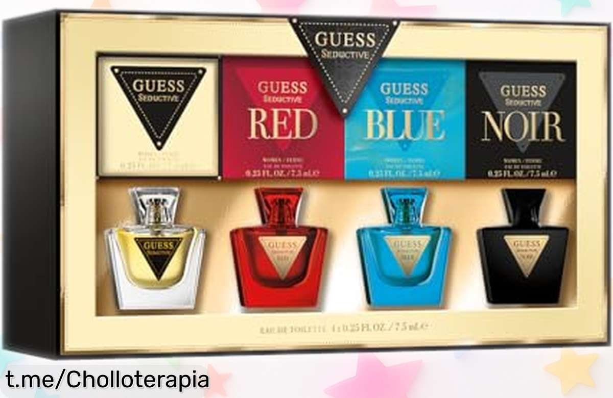 Set de 4 mini perfumes Guess para mujer, ¡fragrancias irresistibles a precio locazo! Lleva la seducción contigo y sorprende cada día.