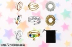 Set de 8 anillos antiestrés ajustables con cuentas giratorias a precio loco: ¡alivia tu ansiedad y nervios ya! No te quedes sin probar este chollazo que no podrás olvidar.