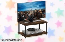 Soporte para TV Furinno TurnNTube de dos niveles, ¡preparado en 5 minutos y con un precio increíble que hará brillar tu sala! No te quedes sin el tuyo.