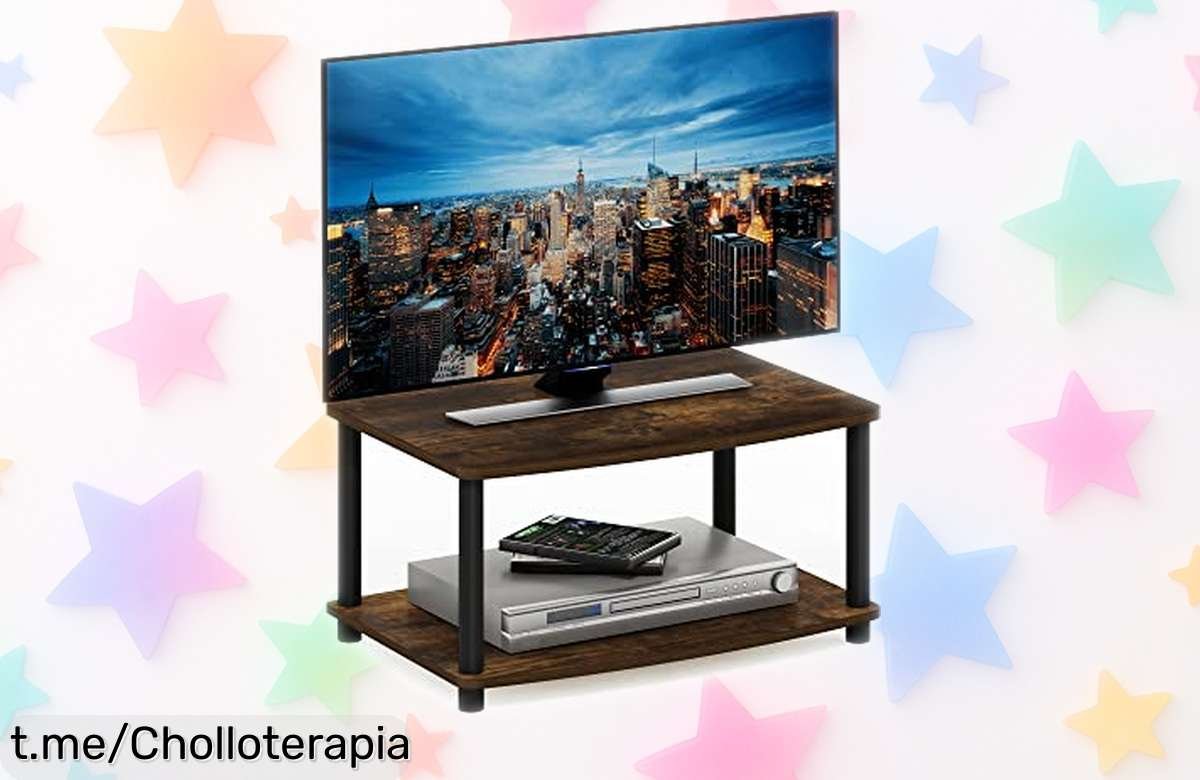 Soporte para TV Furinno TurnNTube de dos niveles, ¡preparado en 5 minutos y con un precio increíble que hará brillar tu sala! No te quedes sin el tuyo.