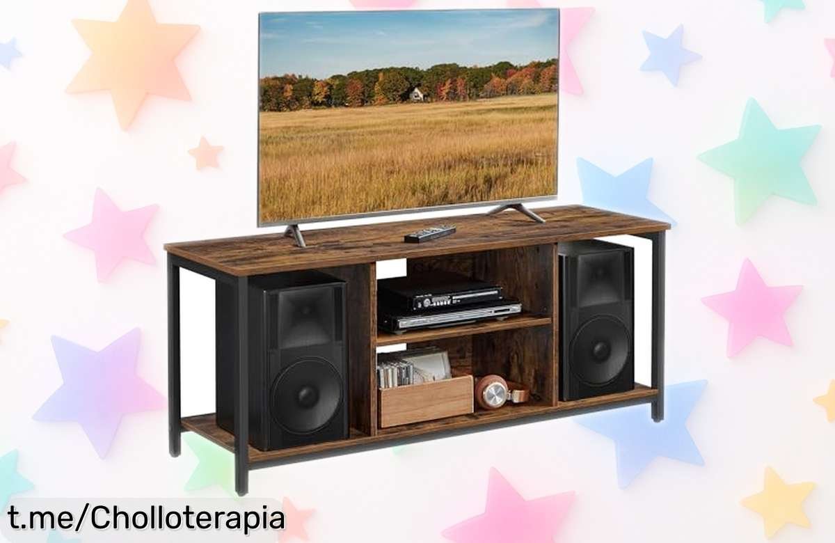 Soporte para TV VASAGLE de hasta 60” con diseño industrial, estantes abiertos y fácil montaje: ¡Un ofertón que hará brillar tu salón! No lo dejes escapar.