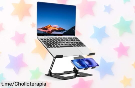 Soporte regulable de aluminio para portátil y móvil, eleva tu trabajo al siguiente nivel: cuidado del cuello a un precio rebajado que no podrás dejar pasar.