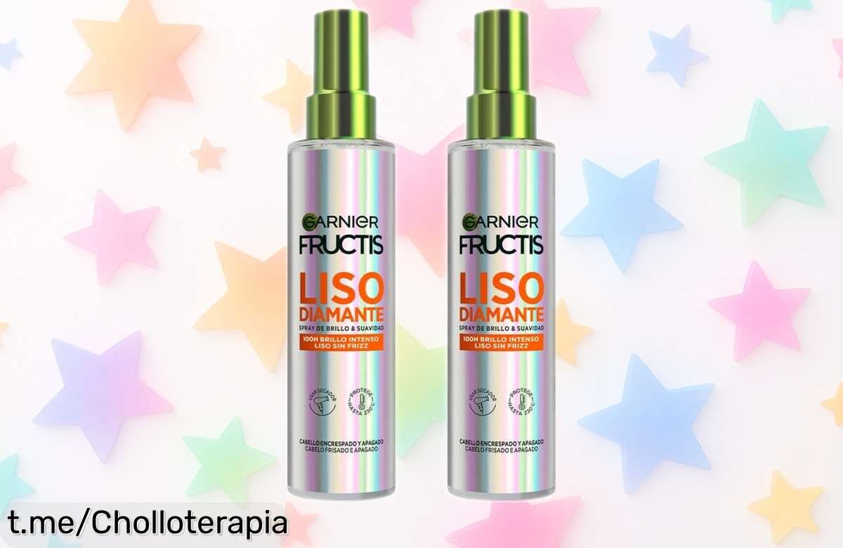 Spray alisador Garnier Fructis Diamond Sleek para un brillo espectacular 100 horas; llévate el pack de dos y deslumbra con tu melena sin encrespado, ¡no te lo pierdas!