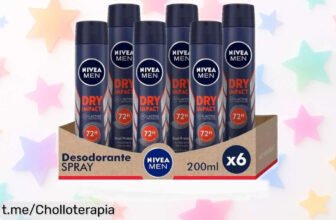 Spray desodorante Dry Impact de NIVEA MEN, pack de 6 unidades a precio de escándalo: olvídate del sudor y el mal olor ¡Hazte con él antes que se agote!