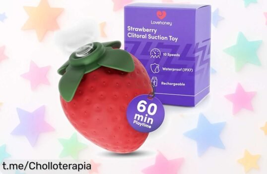 Succionador de clítoris Lovehoney fresita a precio loco: suave, recargable y con 10 intensidades para disfrutar como nunca. ¡Hazte un regalito hoy mismo!