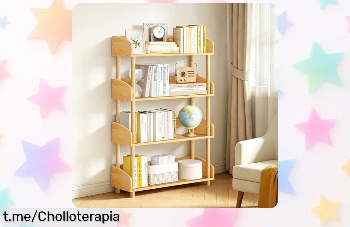 Súper resistente estantería de madera maciza OUTONLIFE, espacio a saco y un precio loco que no te querrás perder para dar vida a tu rincón favorito.