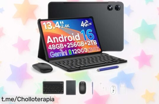 Tablet gigante de 13,4” con teclado incluido y pantalla a 120Hz ¡precio de risa para ver pelis o trabajar donde quieras! No dejes escapar este chollazo hoy mismo.