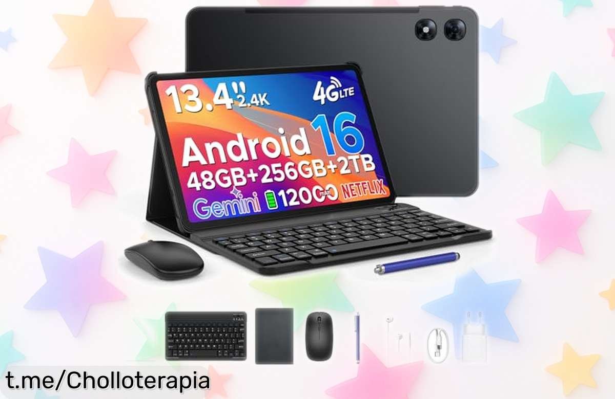Tablet gigante de 13,4” con teclado incluido y pantalla a 120Hz ¡precio de risa para ver pelis o trabajar donde quieras! No dejes escapar este chollazo hoy mismo.