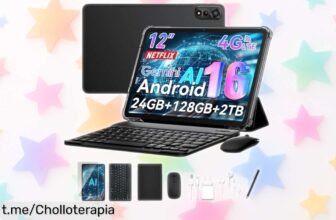 Tableta Android de 12” con teclado y 24GB de RAM a precio de risa, ideal para trabajar o jugar sin parar. ¡No te lo pierdas, solo por tiempo limitado!