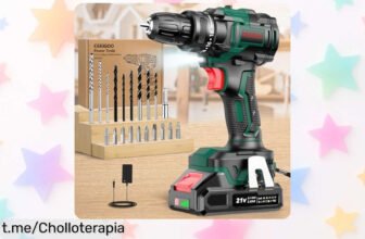 Taladro atornillador CEEIGOO 21V con batería y luz LED, ¡ahora a un precio de escándalo que no querrás perderte para tus proyectos!