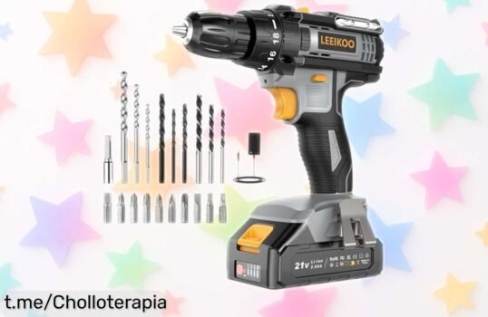 Taladro atornillador LEEIKOO 21V con batería doble y 20 accesorios a un precio loco, ¡aprovecha este chollazo y convierte tu hogar en el lugar perfecto!