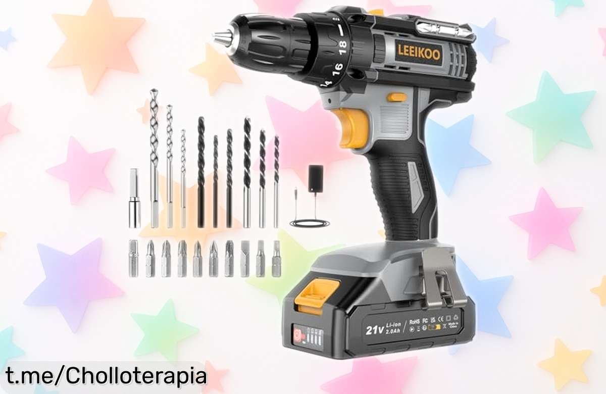 Taladro atornillador LEEIKOO 21V con batería doble y 20 accesorios a un precio loco, ¡aprovecha este chollazo y convierte tu hogar en el lugar perfecto!