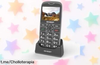 Teléfono para personas mayores isheep gsm D210 con teclas grandes y botón SOS, super chollo fácil de usar que hará sonreír a quien más quieres. ¡No te quedes sin el tuyo!