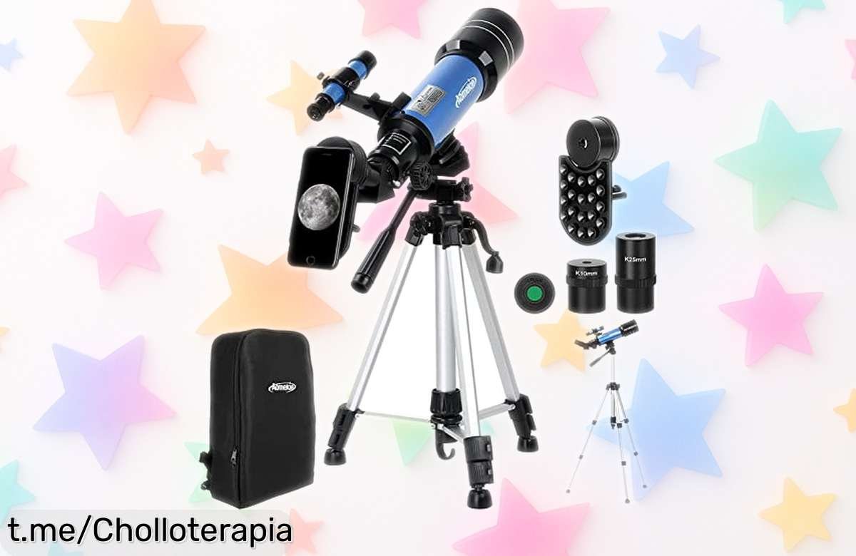 Telescopio astronómico 40070 para alucinar con la Luna; ¡bestial precio de ganga y mochila incluida! No te pierdas esta oportunidad única, date prisa y empieza a explorar.