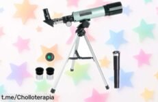 Telescopio portátil Misilmp Zoom 360/50 mm, ¡ofertón! Aumento increíble para ver la luna y animales. Llévatelo ahora y descubre el cielo con los peques en casa.