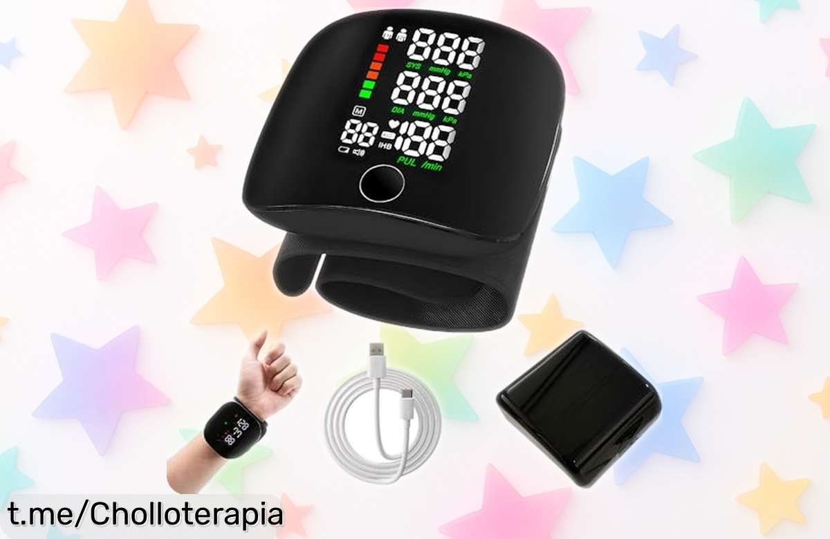 Tensiómetro de muñeca recargable con pantalla táctil para estar al tanto de tu salud a un precio regalado, ¡no te lo pienses y cuida de ti ya!