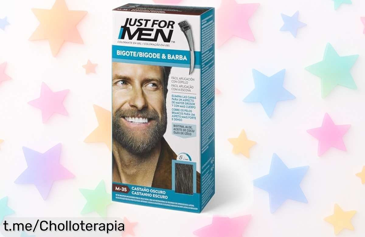 Tinte en gel para barba y bigote Just For Men M35 con aloe y coco: ¡cubre canas al instante en 5 minutos a un precio loco que no podrás creer! Dale vida a tu imagen antes de que se agote.