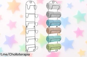Toallero metálico de pared QUMENEY con 6 compartimentos, ordena y moderniza tu baño ¡con un precio loco que no se vuelve a repetir!