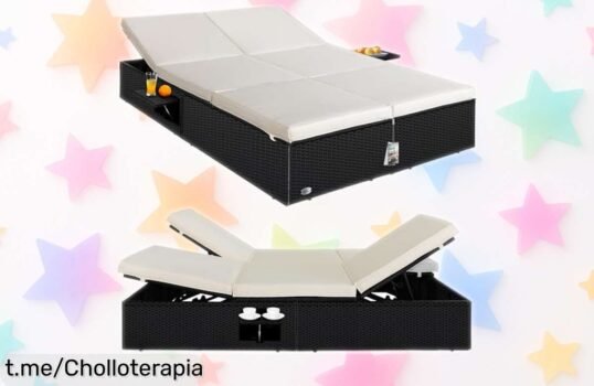 Tumbona doble Casaria® con mesas plegables: ¡ofertón increíble con 7 posiciones y resistencia garantizada para tus días al aire libre, no dejes pasar esta oportunidad!