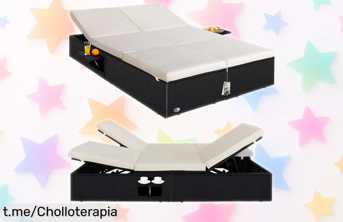 Tumbona doble Casaria® con mesas plegables: ¡ofertón increíble con 7 posiciones y resistencia garantizada para tus días al aire libre, no dejes pasar esta oportunidad!