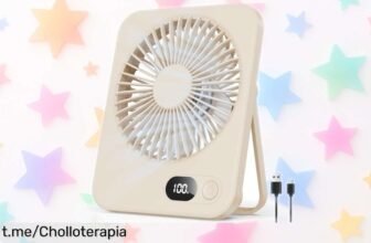 Ventilador de escritorio LUXVANO portátil, recargable y con 5 velocidades: ¡no dejes escapar este ofertón que refresca tu vida en cualquier lugar!
